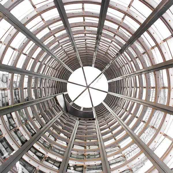 Radial glass dome of a modern building. Looking up to the top — Zdjęcie stockowe