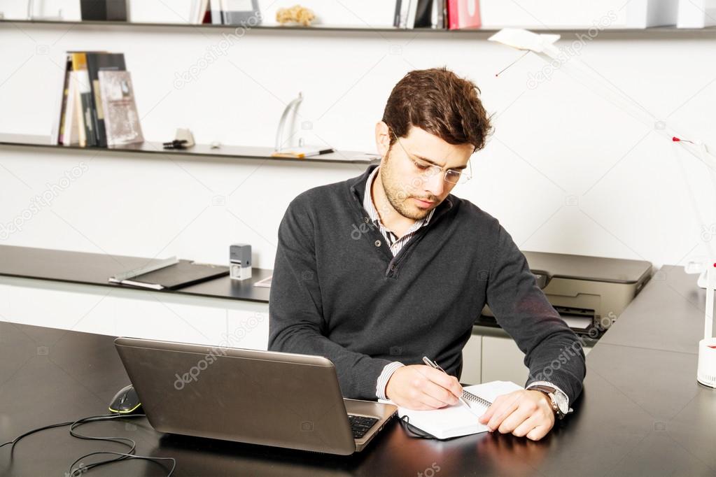 young man start up working on desk