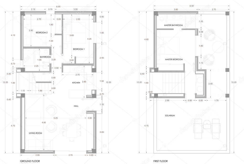 House Floor Plan. Architecture blueprint background.
