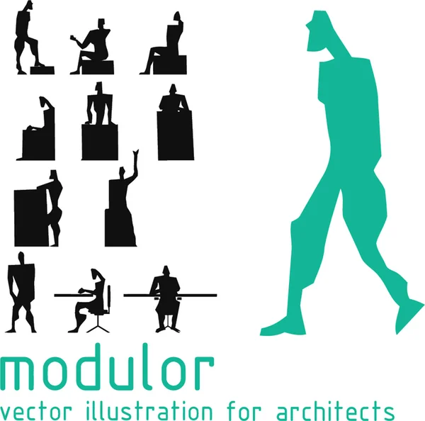 안 드 로이드 실루엣 르 Corbusier modulor에 영감 을된입니다. 벡터 일러스트 레이 션 — 스톡 벡터