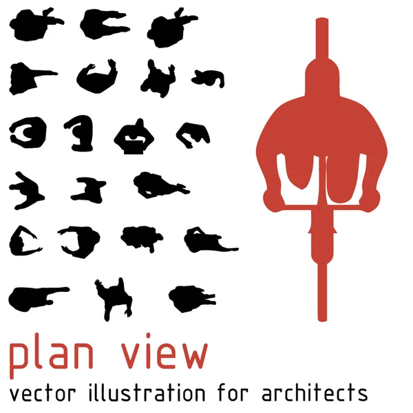Planera Visa silhuetter för arkitektoniska projekt. Vektor illustration — Stock vektor