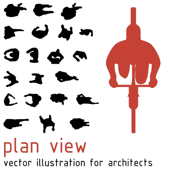 건축 설계에 대 한 보기 실루엣을 계획 합니다. 벡터 일러스트 레이 션 — 스톡 벡터