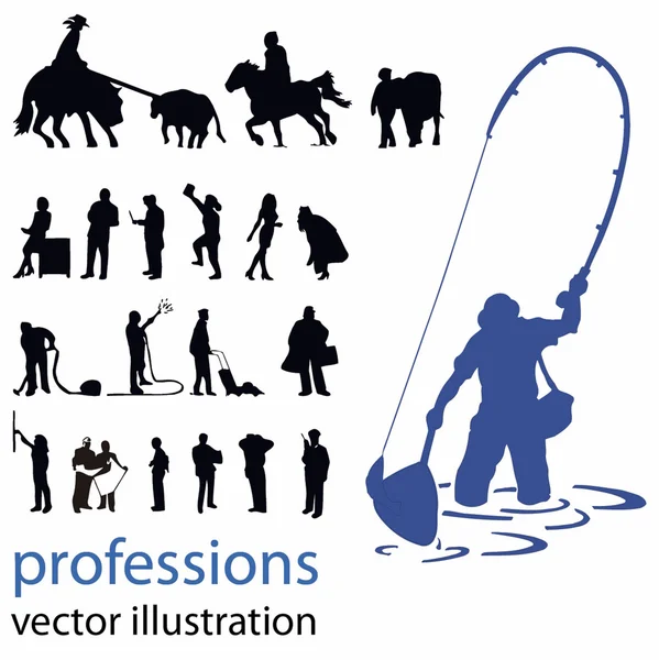 Människor silhuetter vector illustration; yrken — Stock vektor