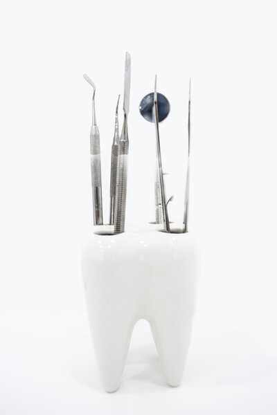 Clean dentist tools isolated
