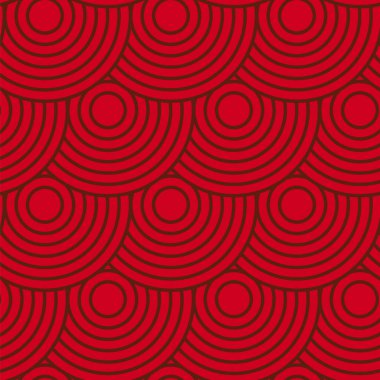 Japon vektör arkaplanı kırmızı renkte. Soyut geometrik zemin. Yuvarlak, yuvarlak, halka şeklinde. Asya kökenli. Doğu şablonu, grafik tasarım elementi. Asyalı, Japon, Çin temalı. Eps