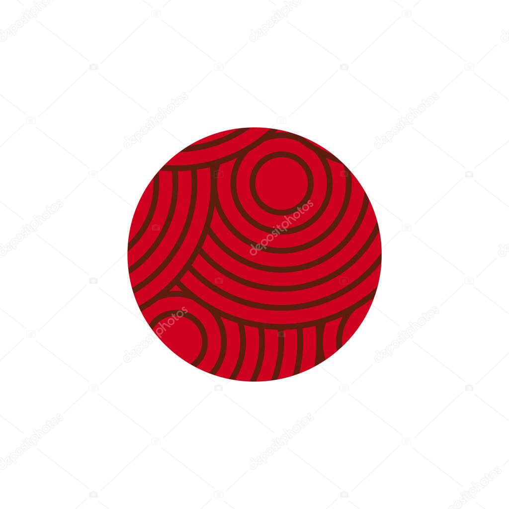 Japanese flag with pattern on white background. Traditional asian symbol , texture isolated. Modern icon for banner design, logo. Japanese sun, sunrise, country flag. Japan asian vector illustration