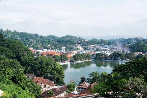 Widok Powietrza Kandy Piękne Miasto Sri Lance Budynkami Kwadratowe Jezioro — Zdjęcie stockowe