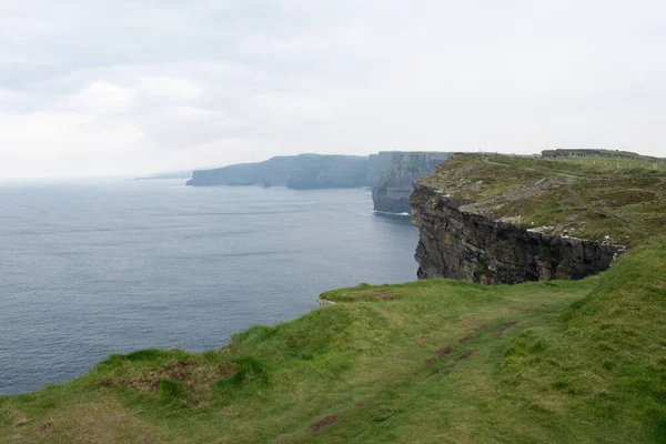 Beautiful Green Coastline Moher Ireland Europe Cliffs Rainy Day — Stock fotografie