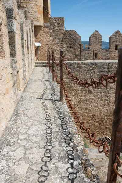 Tour Del Castello Frias Con Ringhiere Ferro Edificio Pietra Con — Foto Stock