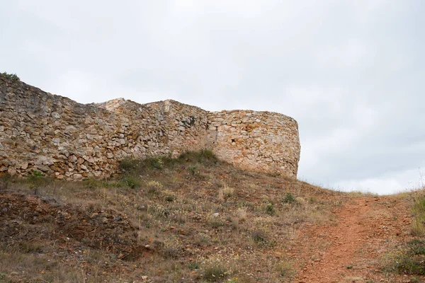 Antike Mauern Einer Burg Merindades Burgos Spanien Europa Bewölkter Tag — Stockfoto