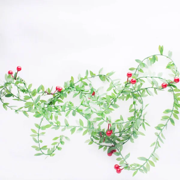 Christmas greetings with plants and white background
