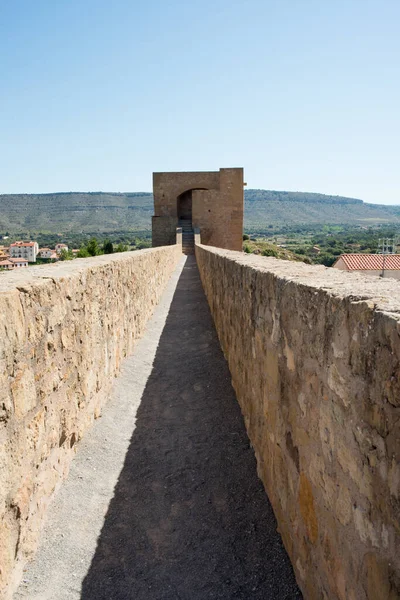 Lange Offene Korridore Zum Steinturm Mora Rubielos Teruel Aragon Spanien — Stockfoto