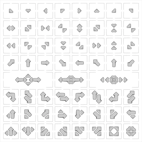 Набор значков со стрелками - символический серый пакет — стоковый вектор