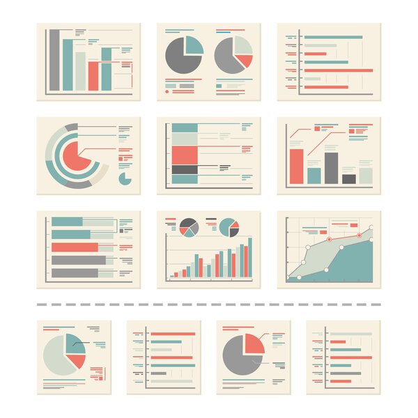 Элементы проектирования - Аналитика, статистический отчет - набор векторов 2

