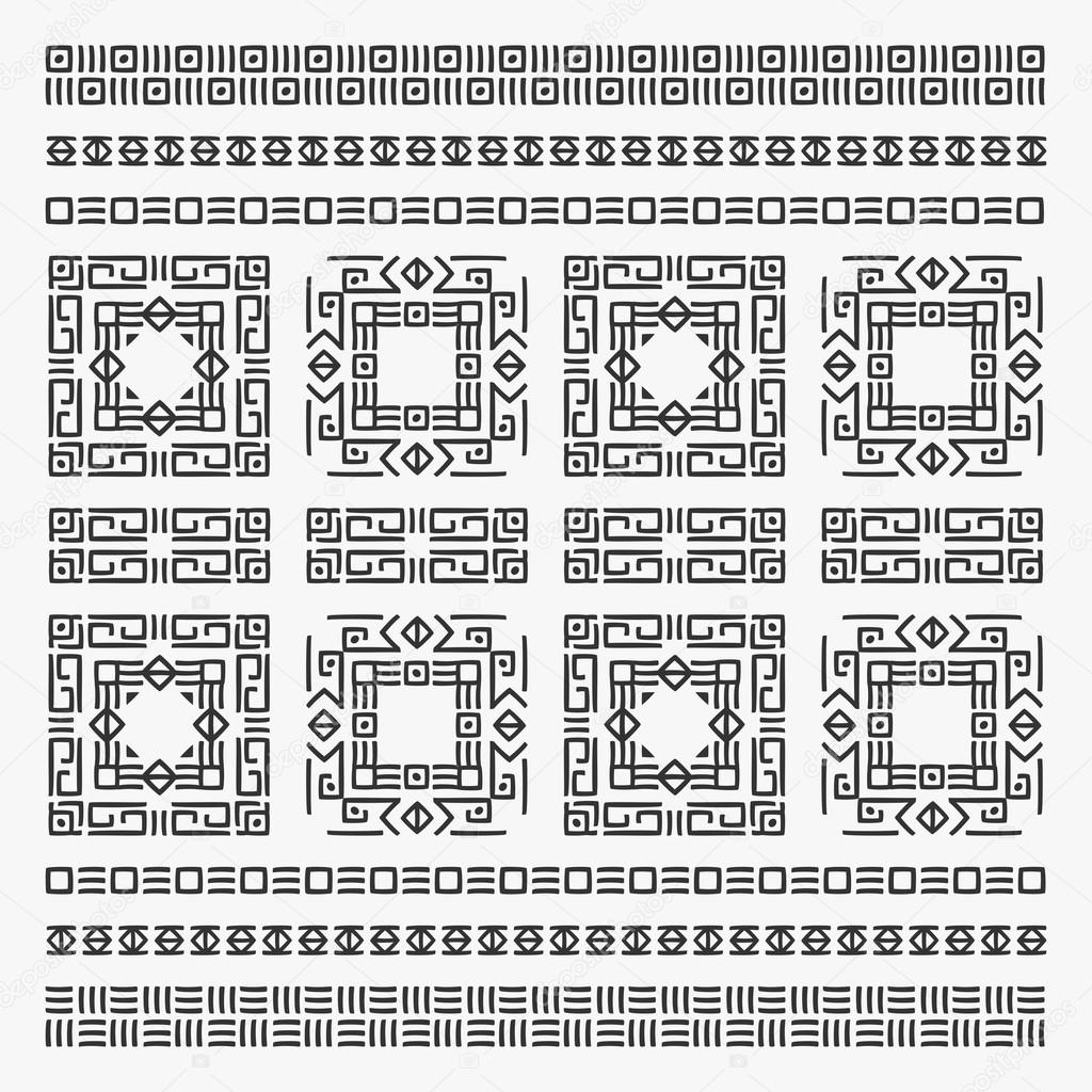 Ancient pattern - endless tribal elements white