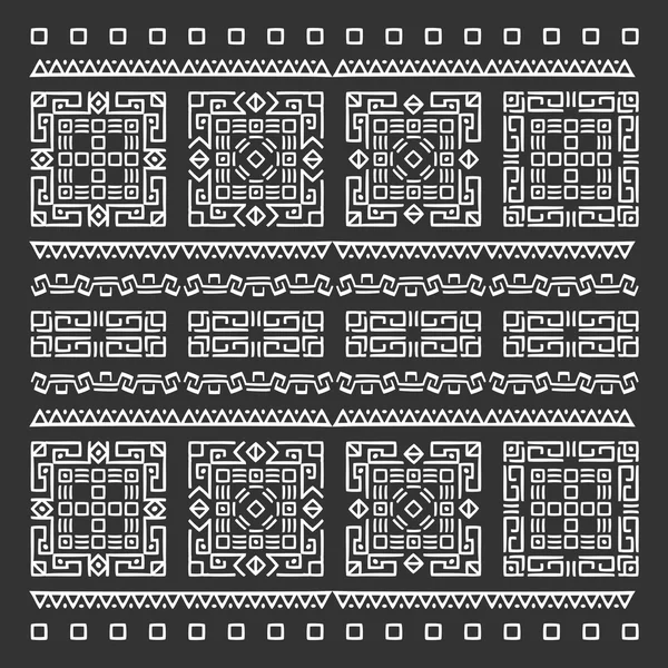 Σχεδια απο διαφορες φυλες μοτίβο - επόμενη ατελείωτες στοιχεία φόντου μαύρο — Διανυσματικό Αρχείο