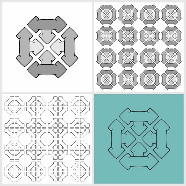 Pilar fyra dekorationer & oändliga mönster — Stock vektor