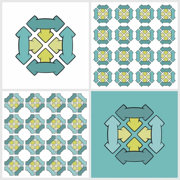 Pilar fyra dekorationer & oändliga mönster (färg) — Stock vektor