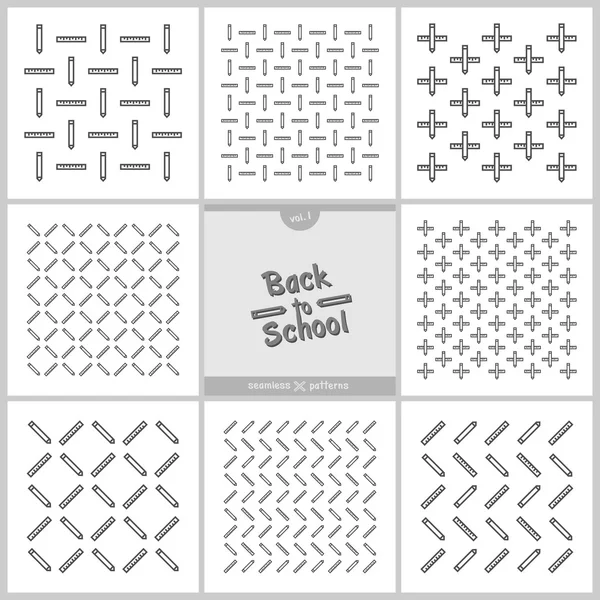 School design vector elements, pattern retro collection (white) — Stock Vector