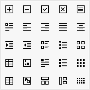 Simgeler basit kareler (ikinci 25 siyah temel Icon set)