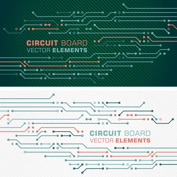 Circuit Board Computers Éléments de décoration en 2 variantes : vert et blanc — Image vectorielle