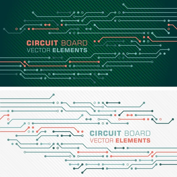 Circuito Elementi decorativi per computer in 2 varianti: verde e bianco — Vettoriale Stock