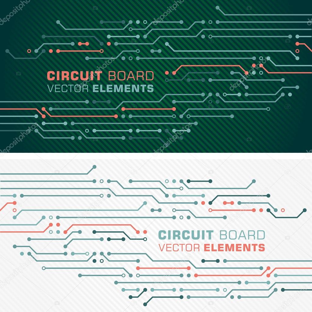 Circuit Board Computers Decor Elements in 2 variants: green and white