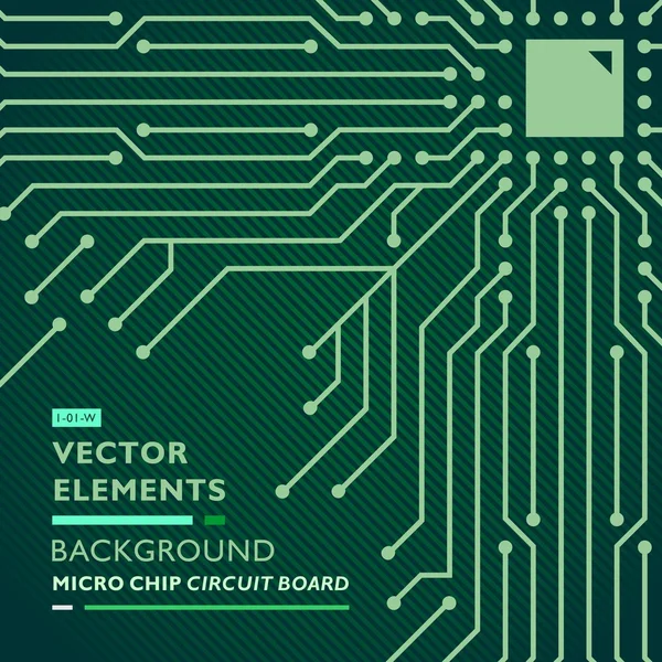 Placa de circuito ornamental vector de microchip tres (verde ) — Vector de stock