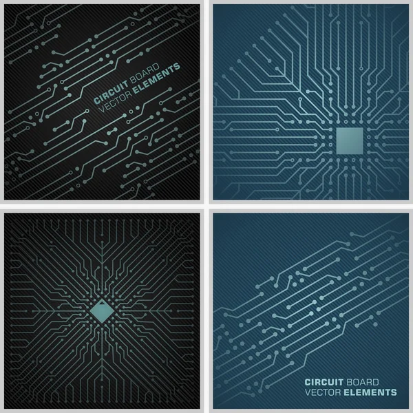 Texturas de placa de circuito / Microchip vector patrón azulejos siguiente decoración negro y azul — Vector de stock