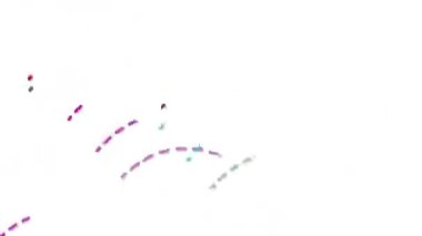 Uzun, renkli çizgiler, sürekli hareket halinde, parlak ve güzel..