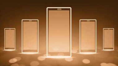 Renkli bir arka planda parıltılı bir cep telefonu.