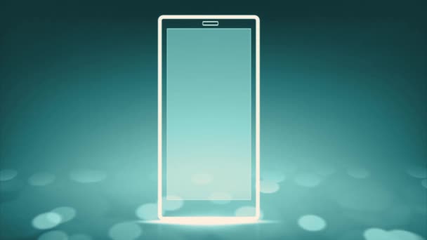 Ein Handy Mit Einem Leuchten Auf Buntem Hintergrund — Stockvideo
