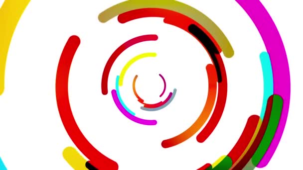 Kilka Kolorowych Kręgów Były Ułożone Wirowały Sposób Ciągły — Wideo stockowe
