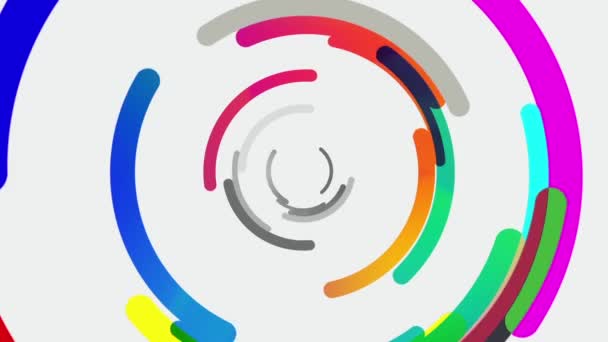 Kilka Kolorowych Kręgów Były Ułożone Wirowały Sposób Ciągły — Wideo stockowe