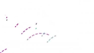 Uzun, renkli çizgiler uyum içinde hareket ediyor, parlak ve güzel görünüyor..