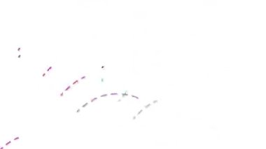 Uzun, renkli çizgiler uyum içinde hareket ediyor, parlak ve güzel görünüyor..