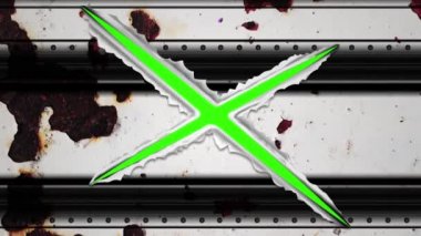 Yarık, metal bir arka planda görünen bir kontrol işareti..