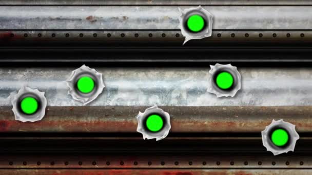 Marcas Bala Que Foram Disparadas Para Chão Metal Antigo — Vídeo de Stock