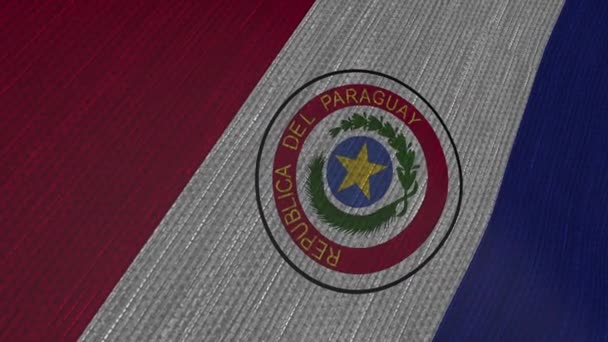 Bandeira Paraguai Agitou Fluxo Constante Vento — Vídeo de Stock