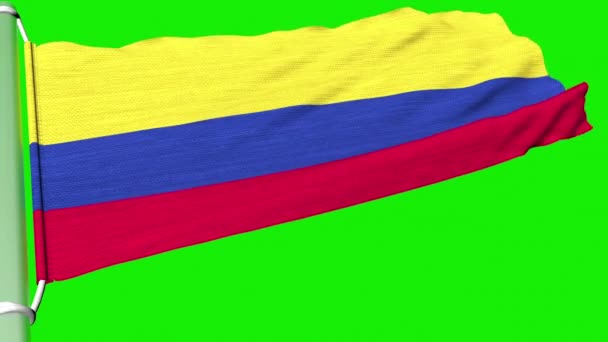 Vlag Van Colombia Vliegt Een Gestage Stroom Van Wind — Stockvideo