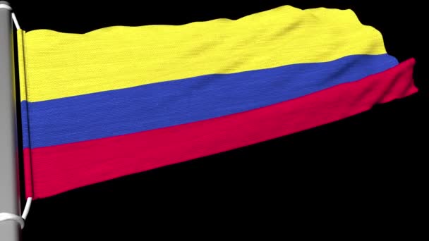 Bandera Colombia Ondea Flujo Constante Viento — Vídeo de stock