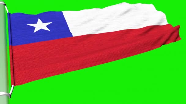 Bandeira República Chile Voa Fluxo Constante Vento — Vídeo de Stock