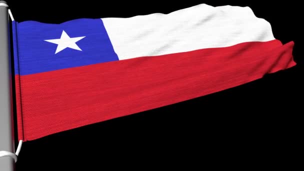 Bandeira República Chile Voa Fluxo Constante Vento — Vídeo de Stock