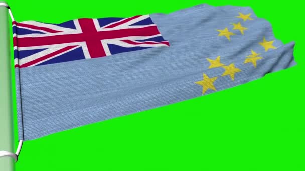 Bandeira Tuvalu Tremulou Com Fluxo Constante Vento — Vídeo de Stock