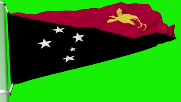 Papua Nya Guineas Flagga Vajar Jämn Ström Vind — Stockvideo