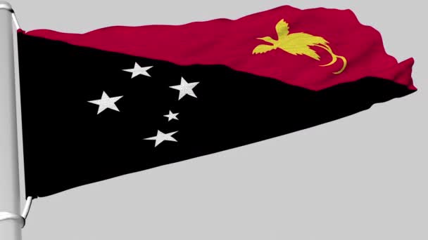 Papua Nya Guineas Flagga Vajar Jämn Ström Vind — Stockvideo