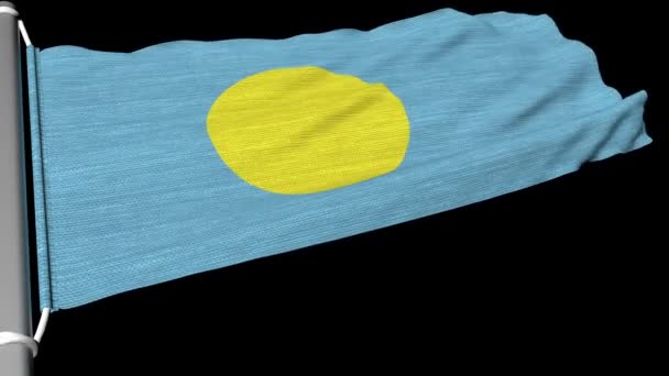 Флаг Палау Развевался Постоянном Потоке Ветра — стоковое видео