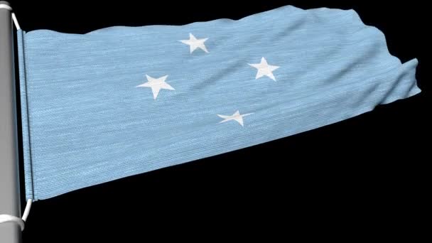 Bandera Micronesia Ondea Una Corriente Constante Viento — Vídeos de Stock