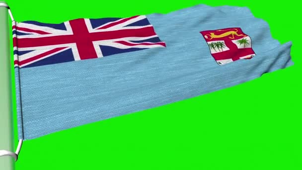 Fiji Vlag Fladderde Een Continue Kracht Van Wind — Stockvideo