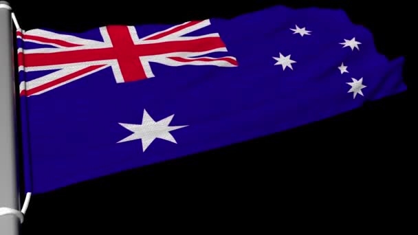 Vlag Van Australië Vliegt Een Gestage Stroom Van Wind — Stockvideo